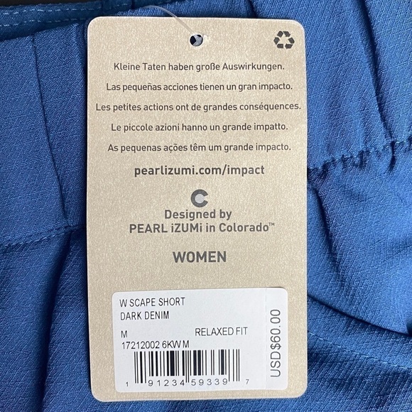 Pearl Izumi Athletic Scape Shorts Women's Medium & Large Dark Denim Color NEW - Picture 13 of 13